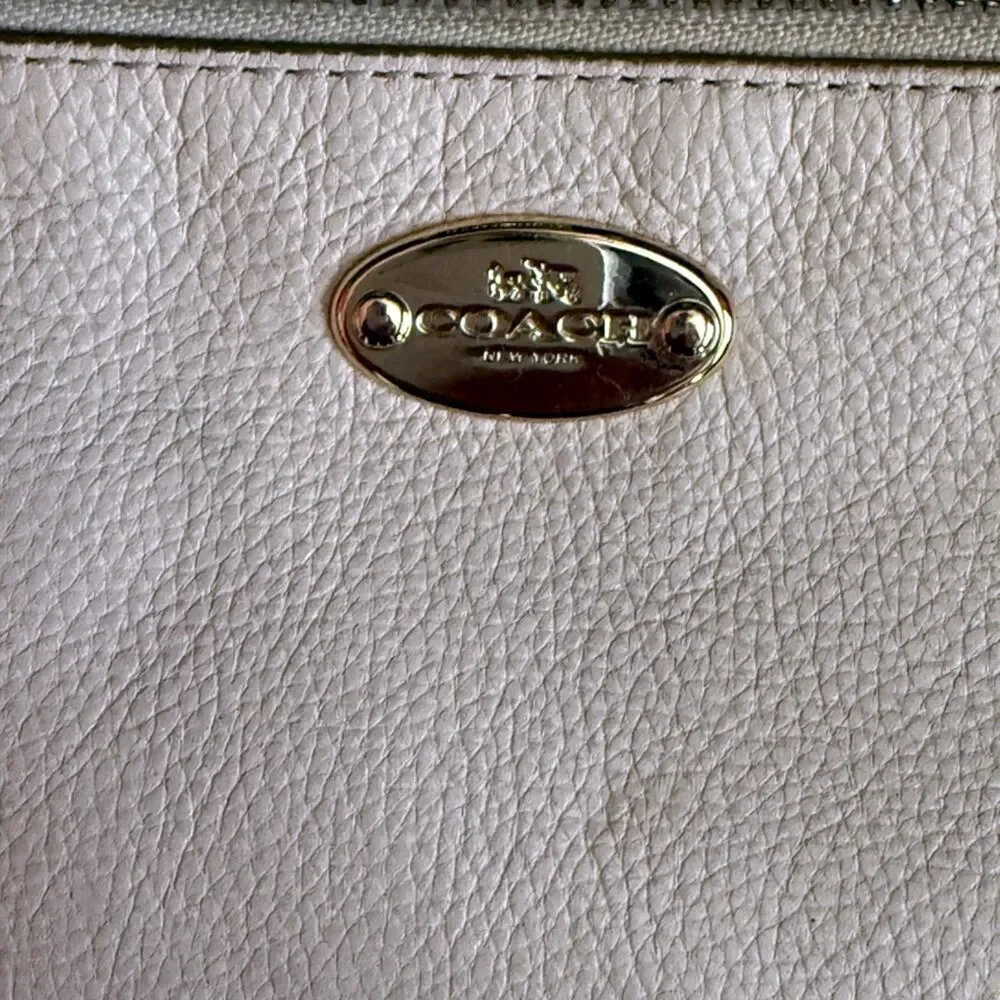 Coach Ivory Pebble Grain Leather Small Crossbody Clutch